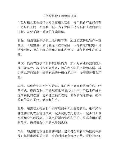 千亿斤粮食工程保障措施