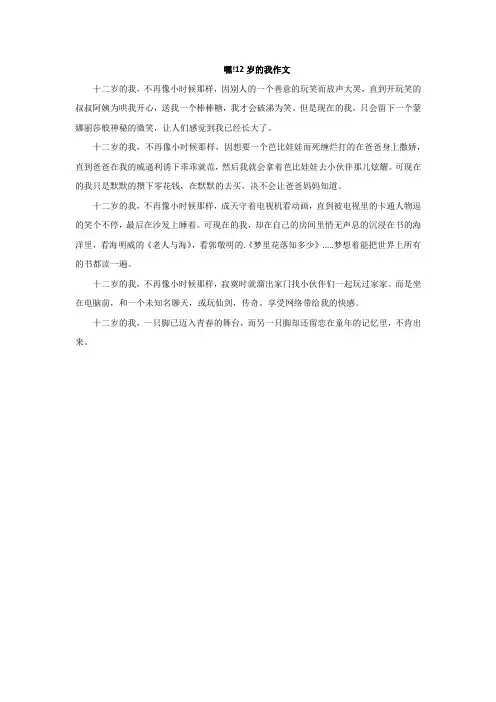 嘿!12岁的我作文