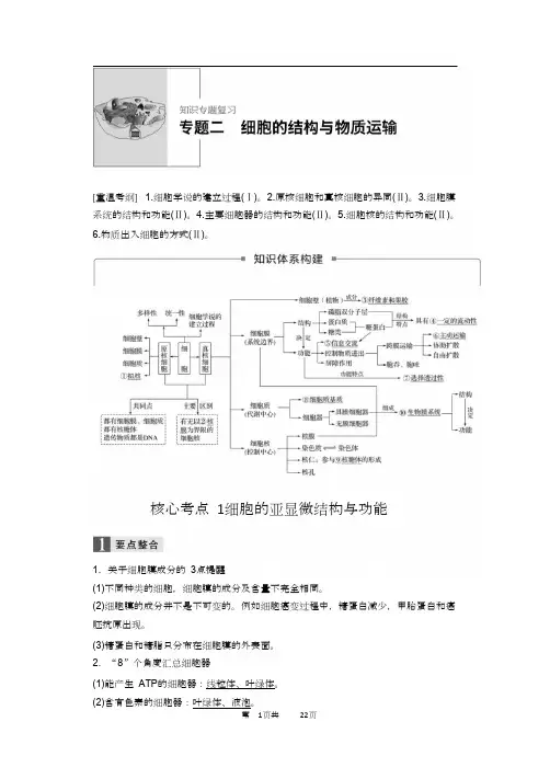 高考 生物专题二 细胞的结构与物质运输(含答案解析)
