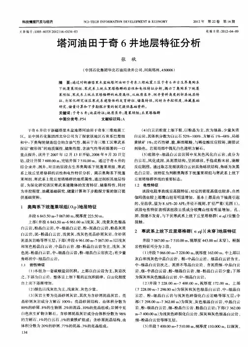 塔河油田于奇6井地层特征分析