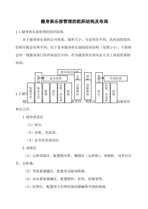 健身俱乐部管理的组织结构及布局