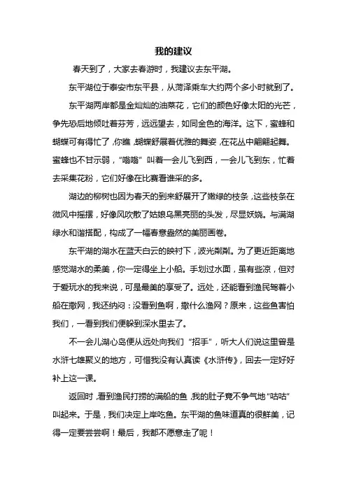 四年级作文：我的建议作文500字