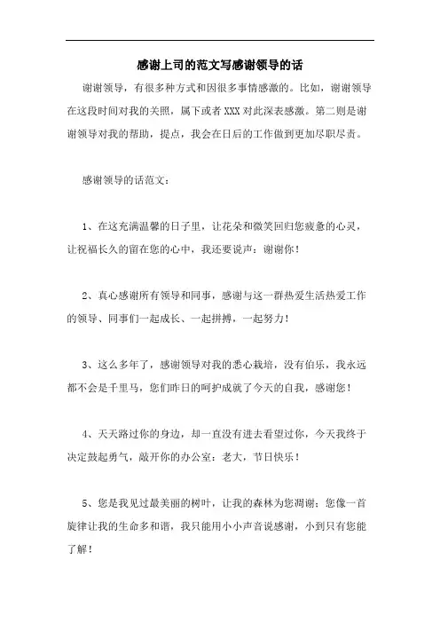 感谢上司的范文写感谢领导的话