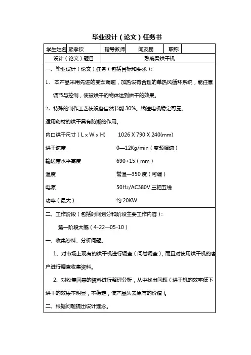 毕业设计(论文)任务书