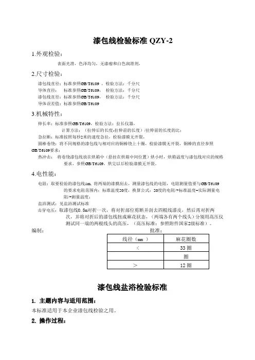 漆包线检验标准