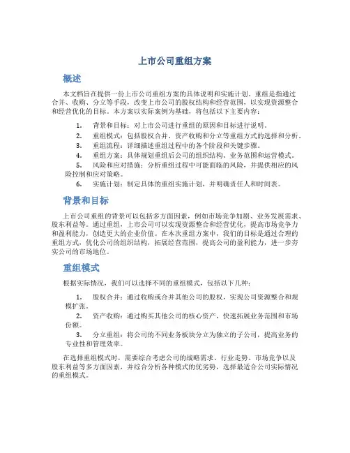 上市公司重组方案
