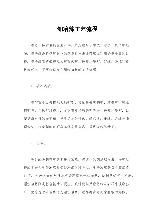 铜冶炼工艺流程