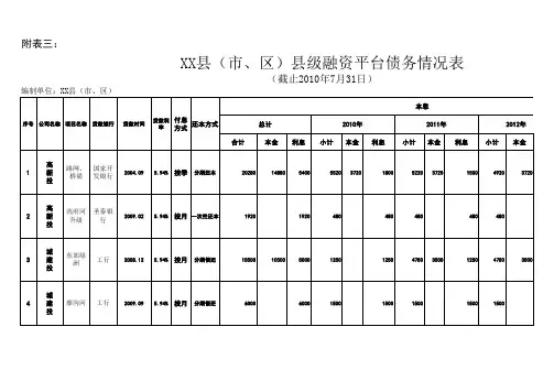 县级融资平台债务情况表