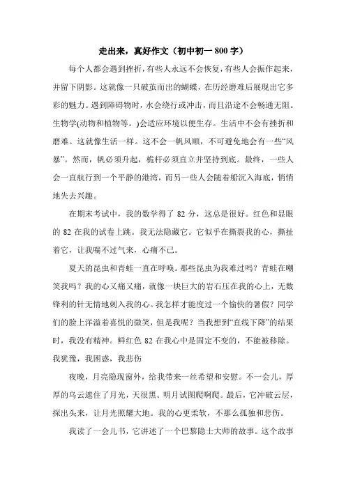 走出来,真好作文(初中初一800字).doc