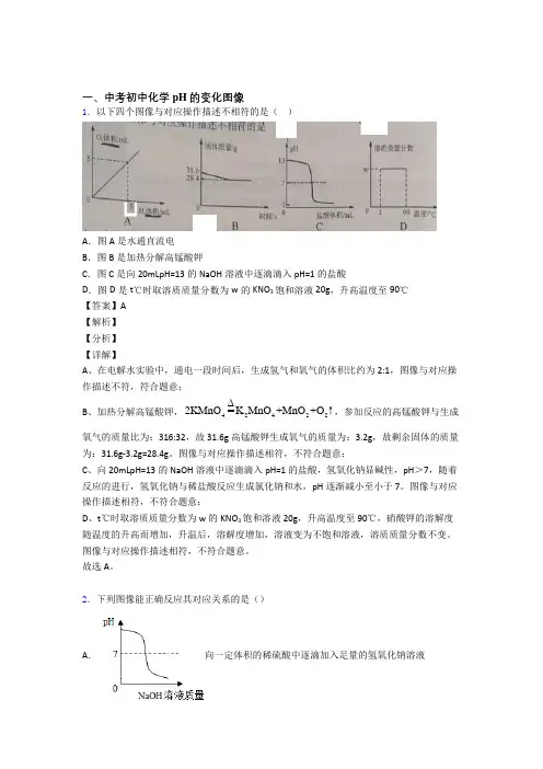 2020-2021备战中考化学pH的变化图像的综合复习附详细答案