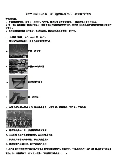2025届江苏省连云港市赣榆县物理八上期末统考试题含解析