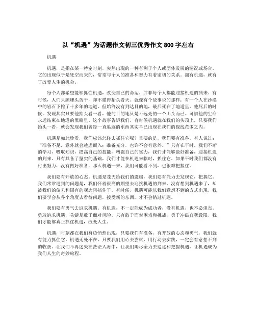 以“机遇”为话题作文初三优秀作文800字左右 2