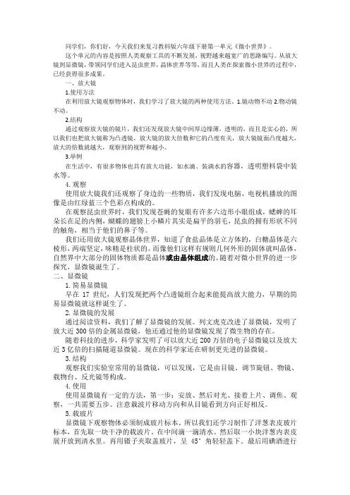 18  小学科学六下《微小世界》