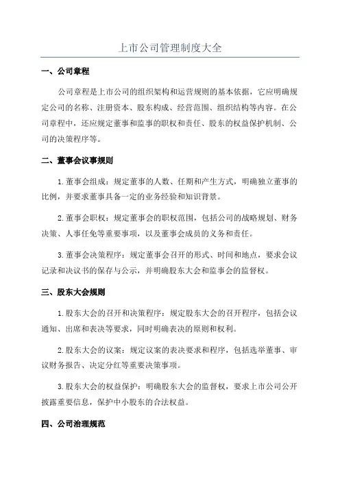 上市公司管理制度大全