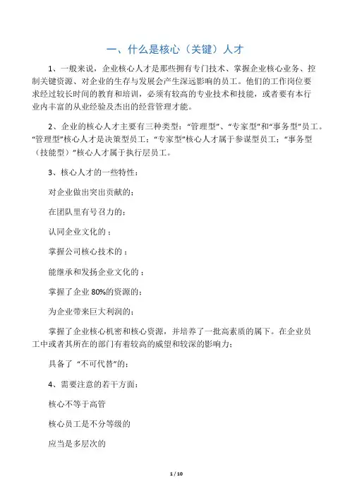 核心人才保留计划