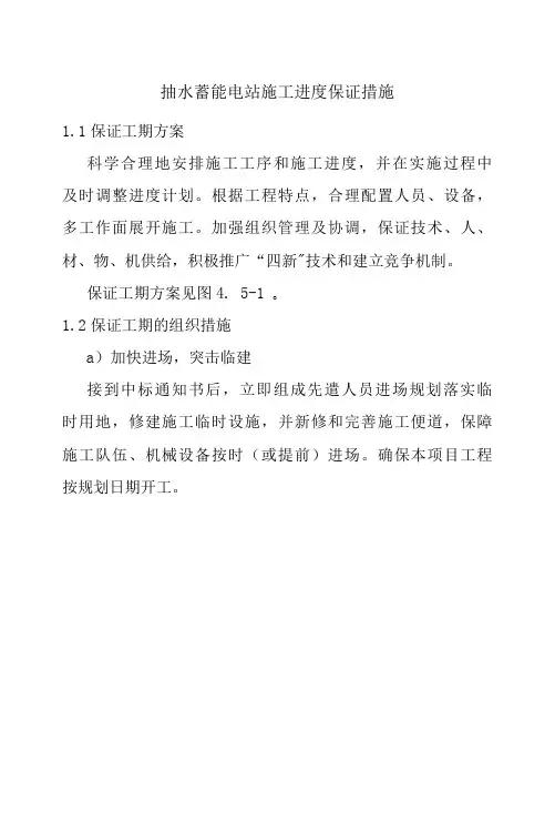 抽水蓄能电站施工进度保证措施
