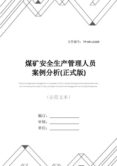 煤矿安全生产管理人员案例分析(正式版)