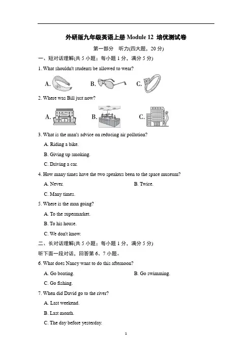 外研版九年级英语上册Module 12 培优测试卷含答案