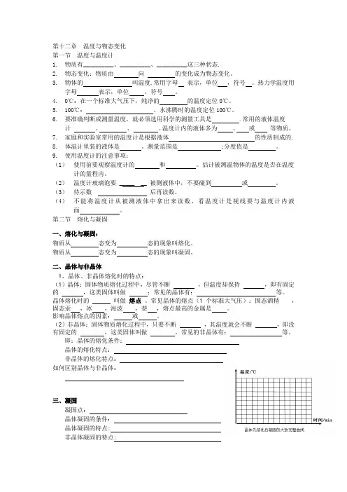 初三物理第12章温度与物态变化知识点总结