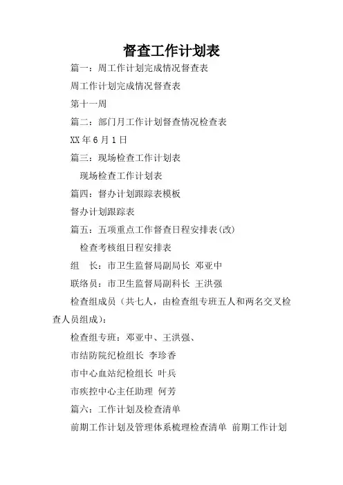 督查工作计划表