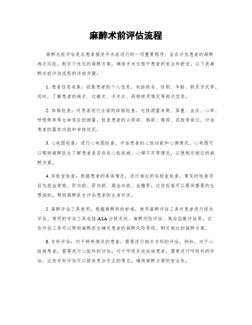麻醉术前评估流程