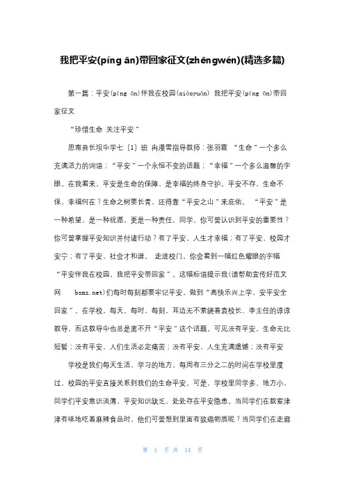 我把安全带回家征文(精选多篇)