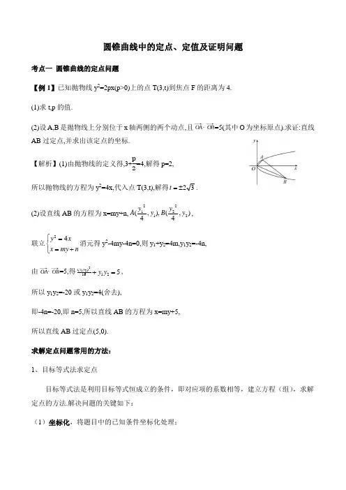 2020高考热点圆锥曲线中的定点、定值问题