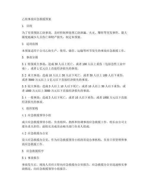 乙炔事故应急救援预案
