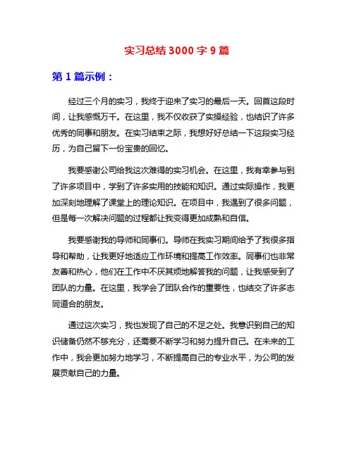 实习总结3000字9篇