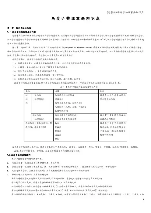 (完整版)高分子物理重要知识点
