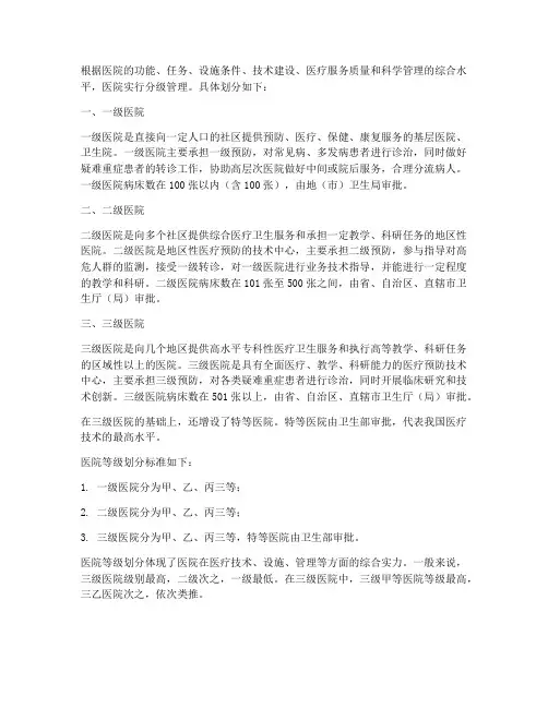 分级管理制度将医院划分为