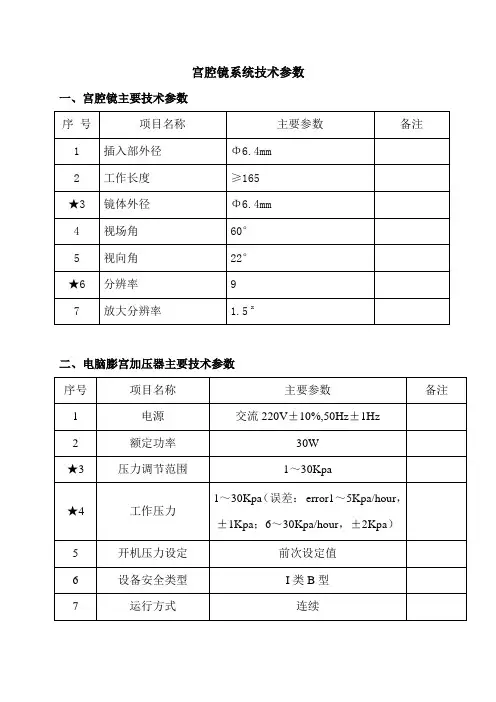 宫腔镜系统技术参数