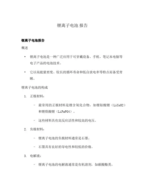 锂离子电池 报告