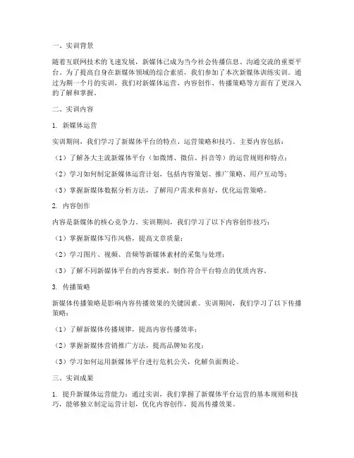 新媒体训练实训总结报告