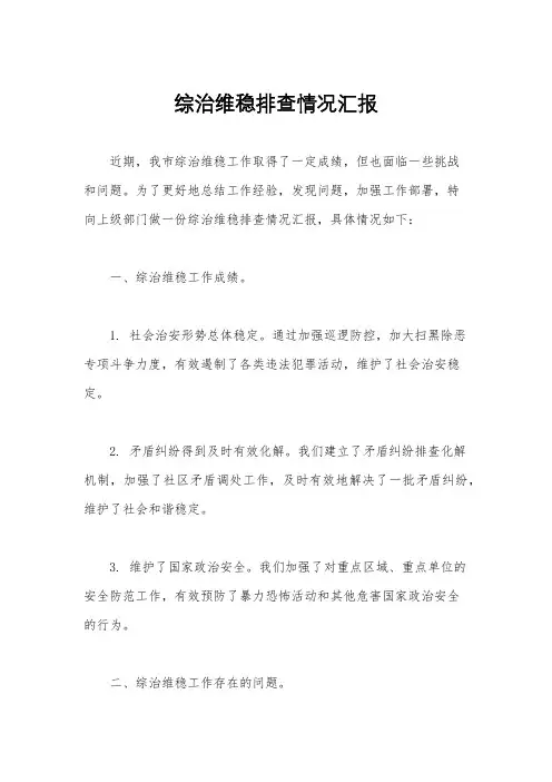 综治维稳排查情况汇报