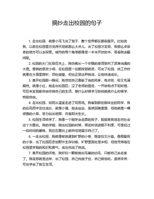 摘抄走出校园的句子