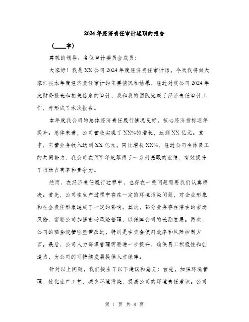 2024年经济责任审计述职的报告(三篇)