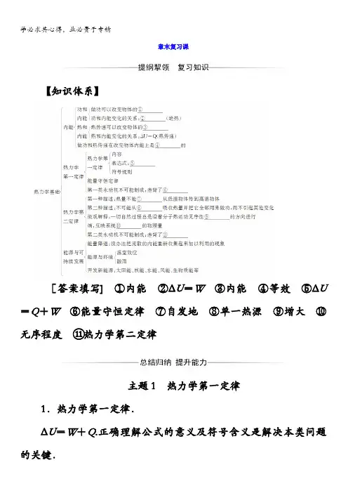 2017-2018学年粤教版高中物理选修3-3第3章章末复习课含答案