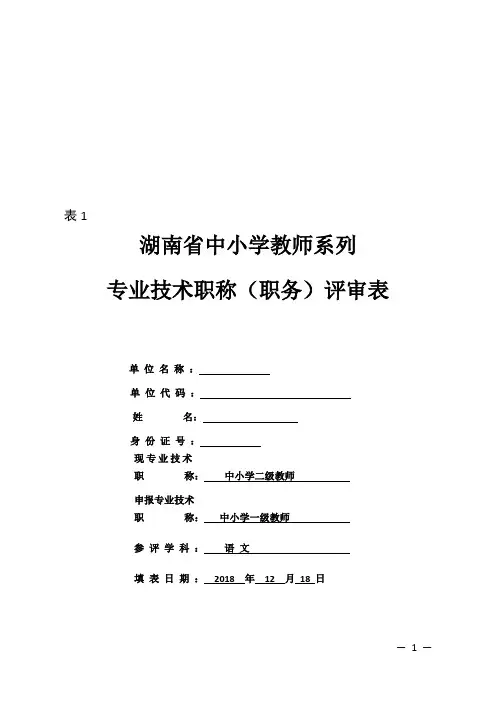 教师职称评审表