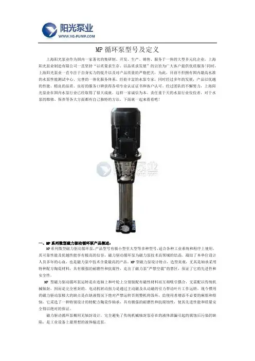 MP循环泵型号及定义