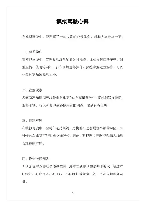 模拟驾驶心得