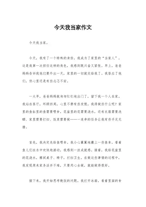 今天我当家作文