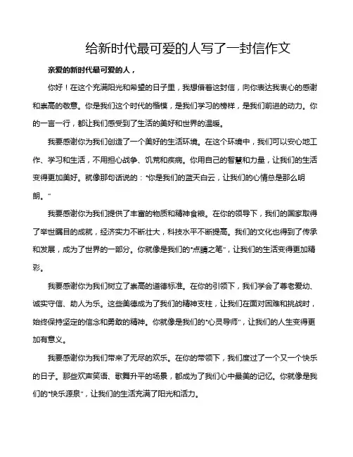 给新时代最可爱的人写了一封信作文