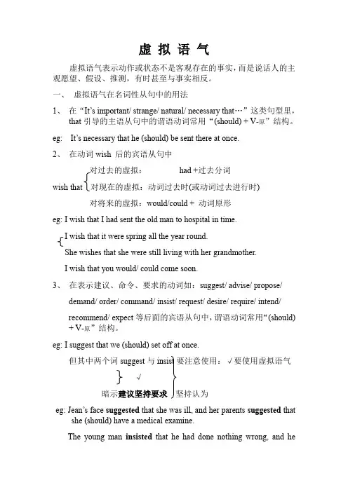高中英语语法个人复习总结：虚拟语气