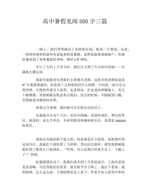 高中暑假见闻800字三篇