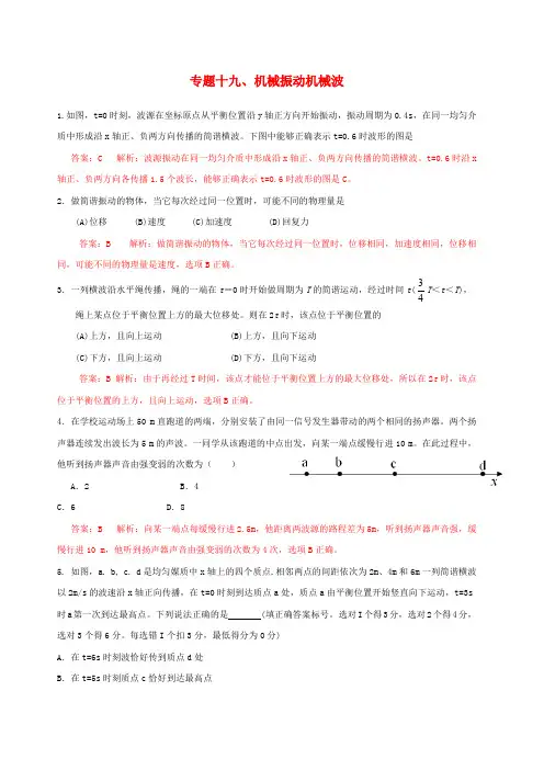 机械振动机械波试题(附答案全解)