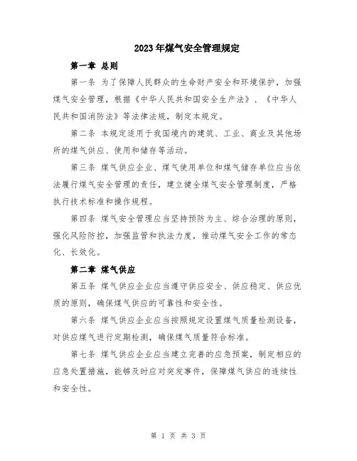 2023年煤气安全管理规定