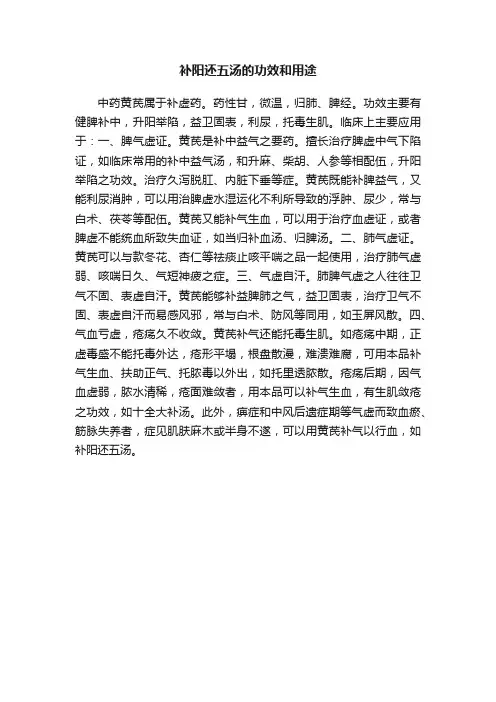 补阳还五汤的功效和用途