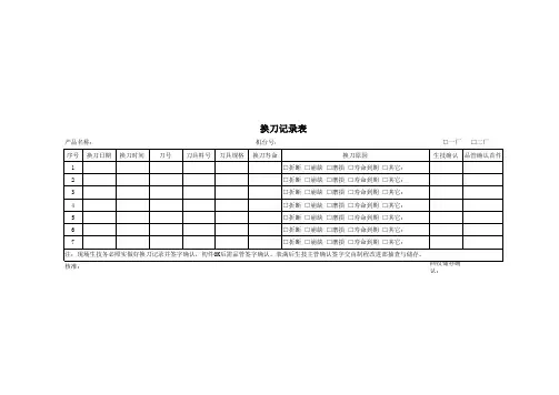 换刀记录表