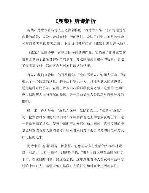 《鹿柴》唐诗解析